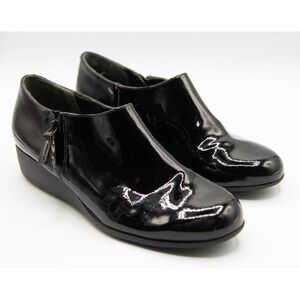 Cole Haan Grand.OS Black Patent Leather Waterproof Wedge Ankle Boots 6.5B